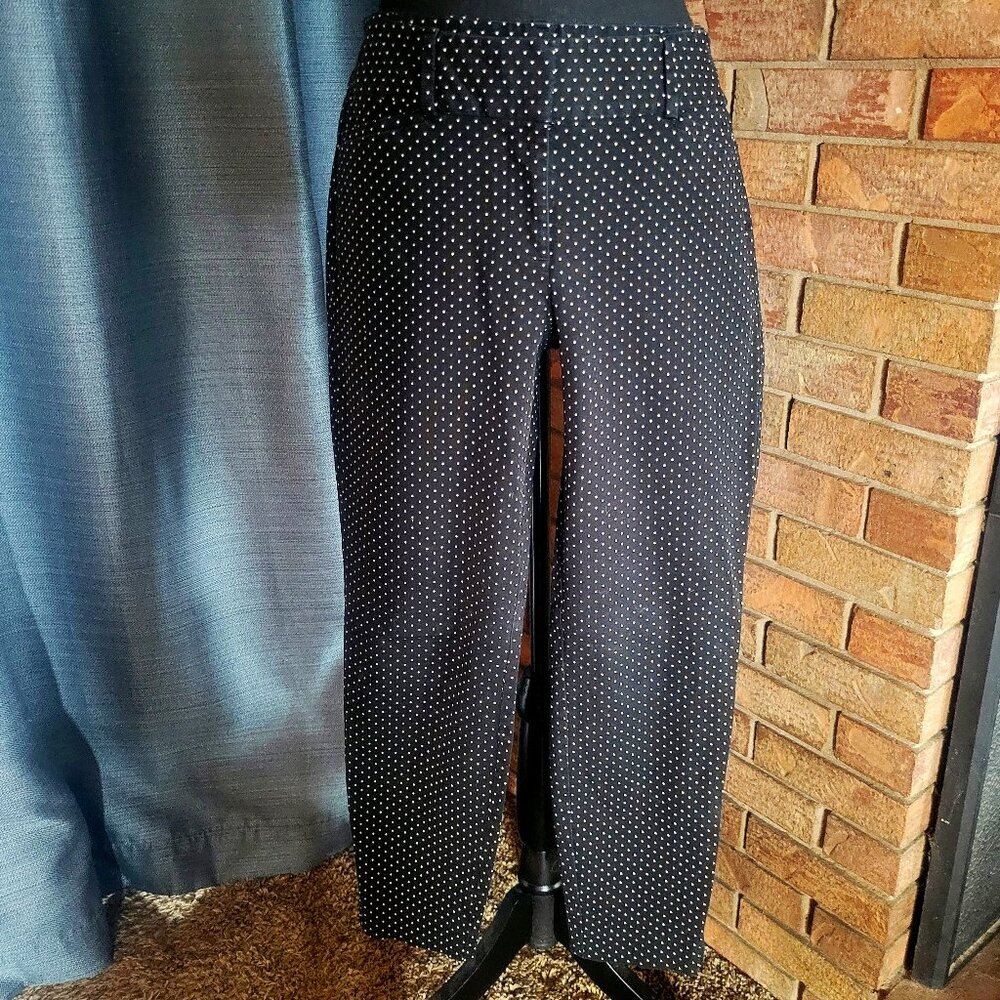 NWOT! LOFT Black w/Cream Polka Dots - Pont, Tapered Leg, Mid-Rise - Size 10 - Picture 3 of 12